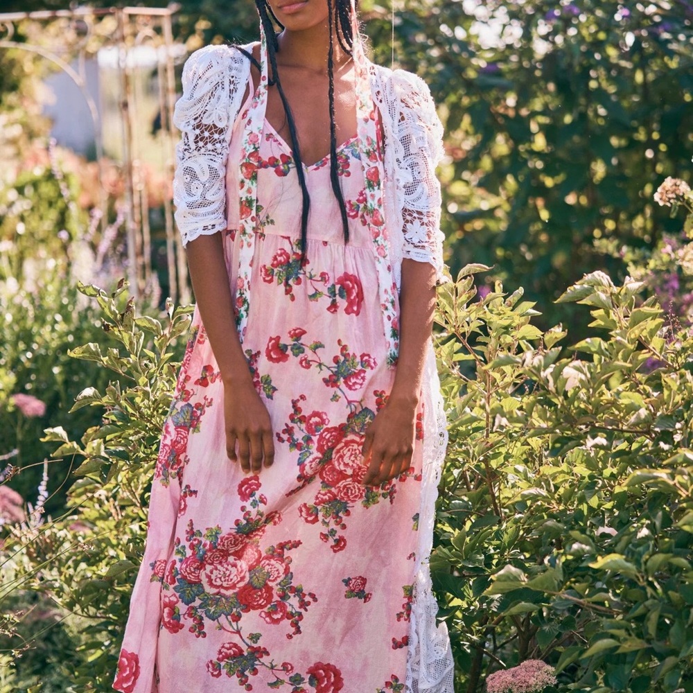 New LoveShackFancy Faraday Floral Slip Dress Cottagecore Coquette Gown sz M